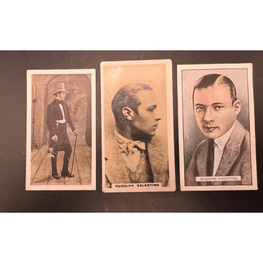 3 Rare 1920's UK Rudolph Valentino Tobacco Cards Cigarette Cards Strip Card Rudy